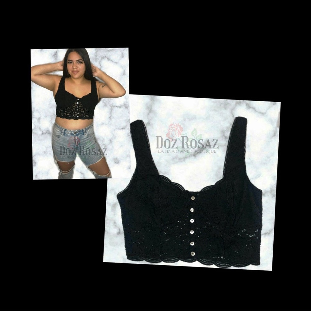 Black Laced Crop Top